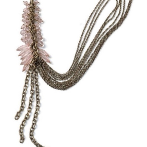 Lia Sophia Vintage Antique Gold Tone Blushing Pink Resin Necklace NWT - Picture 5 of 14